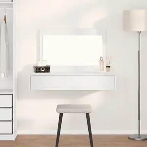 Туалетный стол VidaXL 100 x 40 x 70 см белое дерево с зеркалом