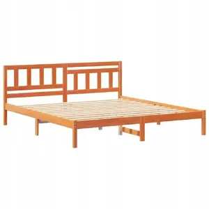 Gultas rāmis VidaXL 180 x 200 cm ciets priedes koks vaskots brūns