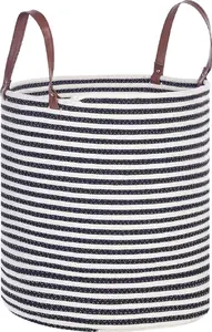 Cotton Basket Beliani ICHKA – white and black, decorative storage basket