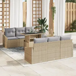 Outdoor sofa set VidaXL 7-piece, beige and grey, modular garden seating