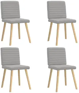 Dining Chairs VidaXL set of 4 Cloud Grey fabric upholstery, comfortable seating, metal legs