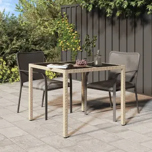 Ēdamistabas galds VidaXL 90 x 90 x 75 cm bēšs polirattāns