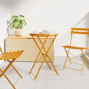 Bistro galds VidaXL modelis 42002963 sinepju krāsa 50 x 71 cm pulverkrāsota tērauda