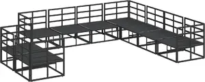 Набор уличных диванов VidaXL 9 шт Черный 283×283×71 см Алюминий