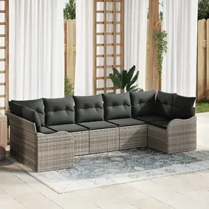 Outdoor sofa set VidaXL 7-piece with cushions, light gray polyrattan