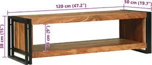 Журнальный стол VidaXL 120x50x38 см цельная акациевая древесина