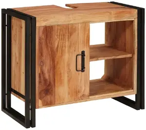 Bathroom sink cabinet VidaXL 71 x 33 x 58 cm Acacia solid wood with steel frame