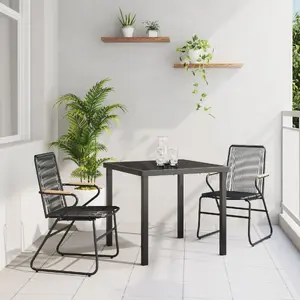 Āra ēdamistabas komplekts VidaXL modelis 3379170 — 3 daļu melna PVC rotangpalma