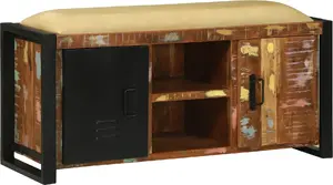 Скамья VidaXL из восстановленной цельной древесины разноцветная 100x35x50 см