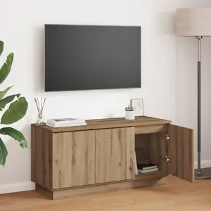 ТВ-тумба VidaXL из массива дуба и инженерной древесины 100×38×49 см