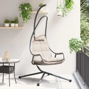 Hanging Swing with Stand and Cushion Taupe Steel by VidaXL (model 42003853)