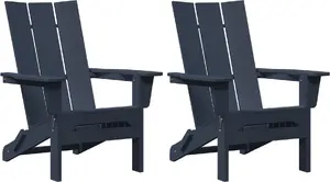Складные кресла Adirondack 2 шт. VidaXL, тёмно-синие, HDPE, 74.5 x 80.5 x 90 см