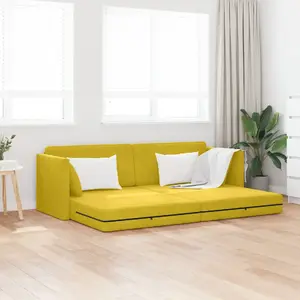 Sofa on floor 2-in-1 VidaXL model 4106731 Yellow 213×144×60 cm Velvet
