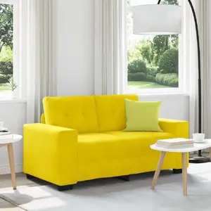 VidaXL divvietīgs dīvāns modelis 4105116, dzeltens samta apšuvums, platums 120 cm