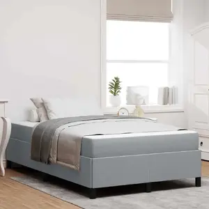 Кровать с пружинным блоком VidaXL 120 x 200 см, светло-серая обивка, черные ножки