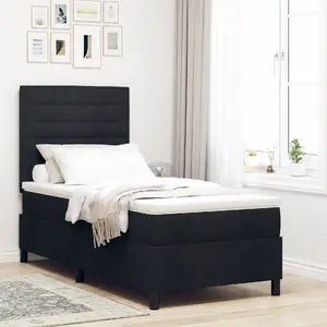 Кровать с пружинным коробом и матрасом VidaXL 100x200 см Черная ткань