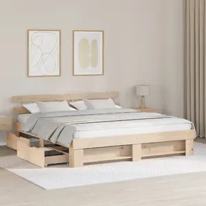 Каркас кровати с ящиком VidaXL 200 x 200 см Коричневый Массовая сосна
