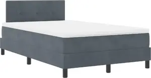 Кровать Box Spring с матрасом и LED VidaXL 120x200 см тёмно-серый велюр