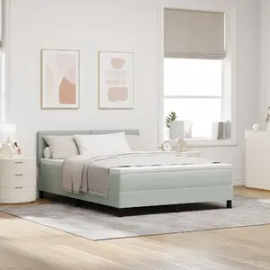 Континентальная кровать с матрасом VidaXL 160x200 см велюр светло-серый