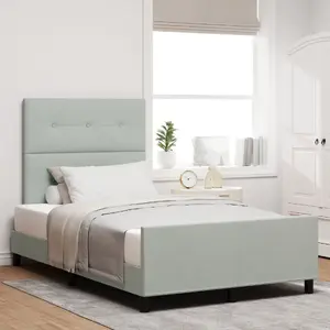 Кровать VidaXL 120x200 см светло‑серого цвета из бархата — обитая платформа