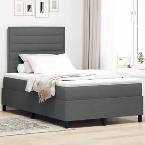 Gulta ar atsperu matraci VidaXL 120x200 cm Tumši pelēks Audums