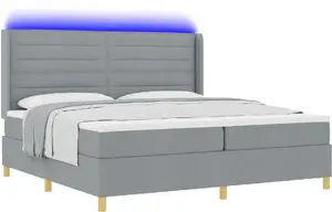 Кровать Box Spring с матрасом и LED, VidaXL, 200 x 200 см, серый