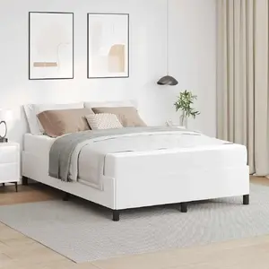 Gultas rāmis ar matraci VidaXL 140 x 200 cm Balta sintētiskā āda