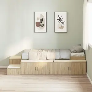 Кровать с ящиком VidaXL Sonoma Oak 75x190 см - односпальная рама с местом для хранения