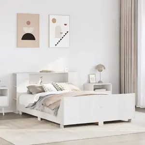 Каркас кровати VidaXL 3323657 белый 140x190 см массив сосны (без матраса)