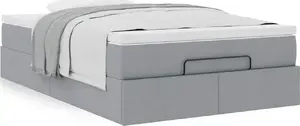 Кровать с оттоманкой и матрасом VidaXL 120x200 см, светло‑серая ткань