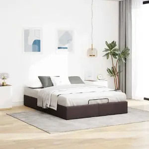 Каркас кровати VidaXL оттоман, тканевый, коричневый, 140x190 см