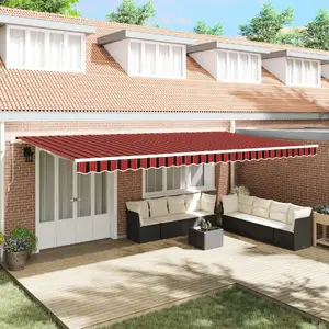 Awning VidaXL Manual 600x300 cm, red-orange, manual retractable sun shade