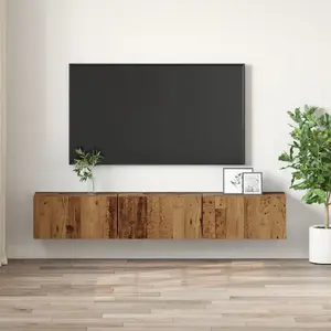 TV cabinet set VidaXL 875166 in reclaimed wood finish — standard storage cabinets for media and living room