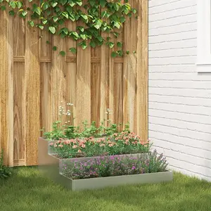 Flower planter VidaXL galvanized steel 90 x 90 x 35 cm gray