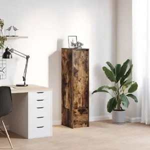 Комод VidaXL из клееного дуба, дымчатая отделка, 29,5×34×119,5 см