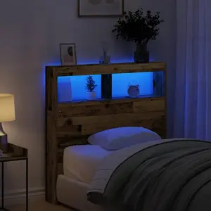 Изголовье с полками и LED VidaXL 100x17x102 см, старое дерево