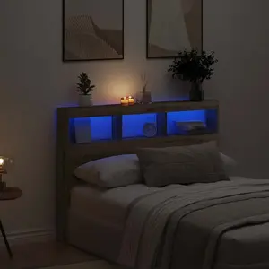 Изголовье с полками и LED VidaXL 140x17x102 см дуб artisan