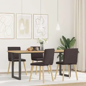 Dining chairs set 4 pcs VidaXL, dark brown fabric upholstery, armless wooden frame