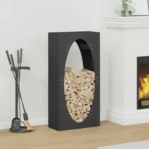 Firewood Rack VidaXL model 864181, black cold-rolled steel, outdoor log storage