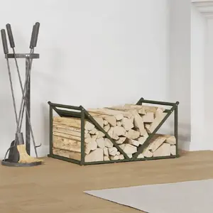Wood Log Rack VidaXL model 864176, olive, cold-rolled steel