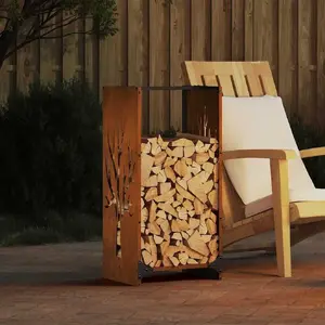 Firewood rack VidaXL model 864230 stainless steel 40x30x80 cm