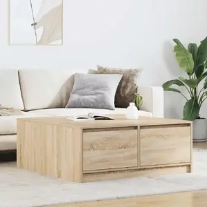 Кофейный стол VidaXL модель 3328401 с ящиками, отделка Sonoma Oak, 100×100×40 см