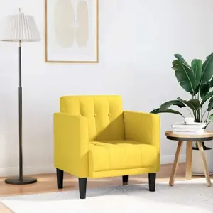 Sofa atzveltnes krēsls VidaXL modelis 4100550 gaiši dzeltens audums 53 cm sēdekļa platums