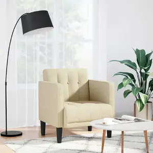 VidaXL dīvāna krēsls 53 cm krēmkrāsas audums ar roku balstiem