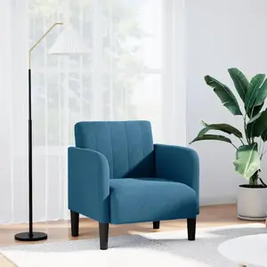 VidaXL dīvāna krēsls modelis 4100577 zils samts, sēdekļa platums 54 cm