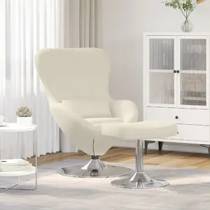 Armchair with Footstool VidaXL model 42002753, cream velvet upholstery