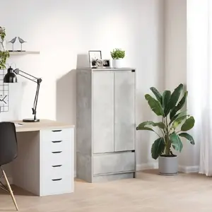Шкаф с ящиком VidaXL 55,5×34×119,5 см Бетонный серый Сращенная древесина
