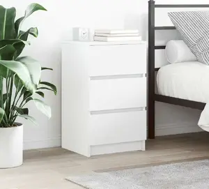 Прикроватные тумбы VidaXL, набор 2 шт., 3 выдвижных ящика, белые, 39×35×65 см