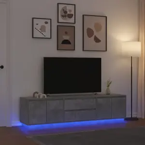 ТВ-тумба VidaXL модель 3328438 с LED-подсветкой, бетонно-серый, 193.5×41×50 см