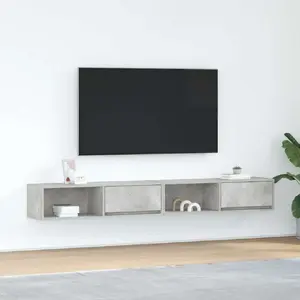 ТВ-тумбы набор VidaXL модель 861479, клееная древесина, бетонно-серый, 100 x 31 x 25,5 см (2 шт.)